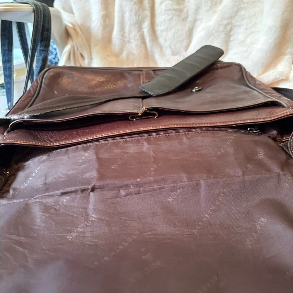 Kenneth Cole Reaction Dark Brown Leather Laptop Bag